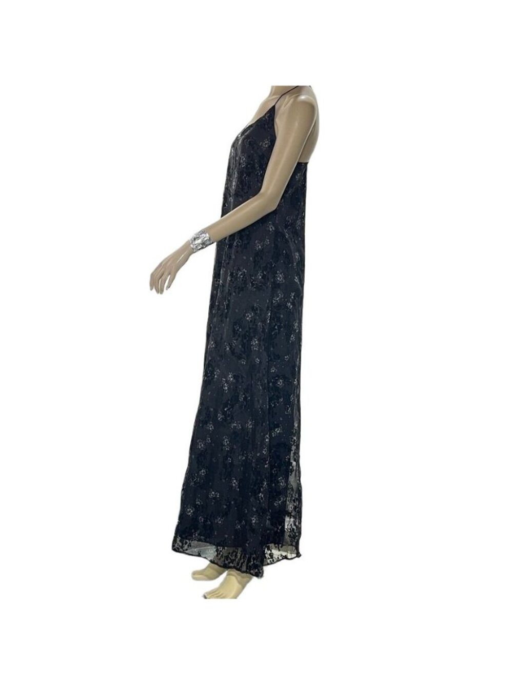 Sugar + Lips Black Lace Maxi Dress S Sleeveless V-Neck Back Detail New - Picture 3 of 16